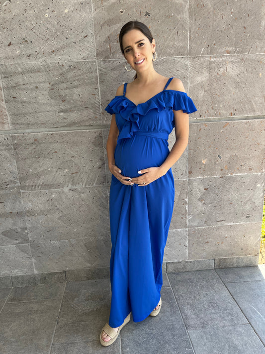 Vestido de maternidad y lactancia azul rey Dayana