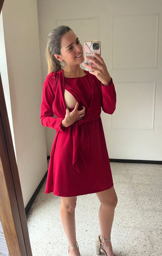 Vestido de maternidad y lactancia Romina Rojo