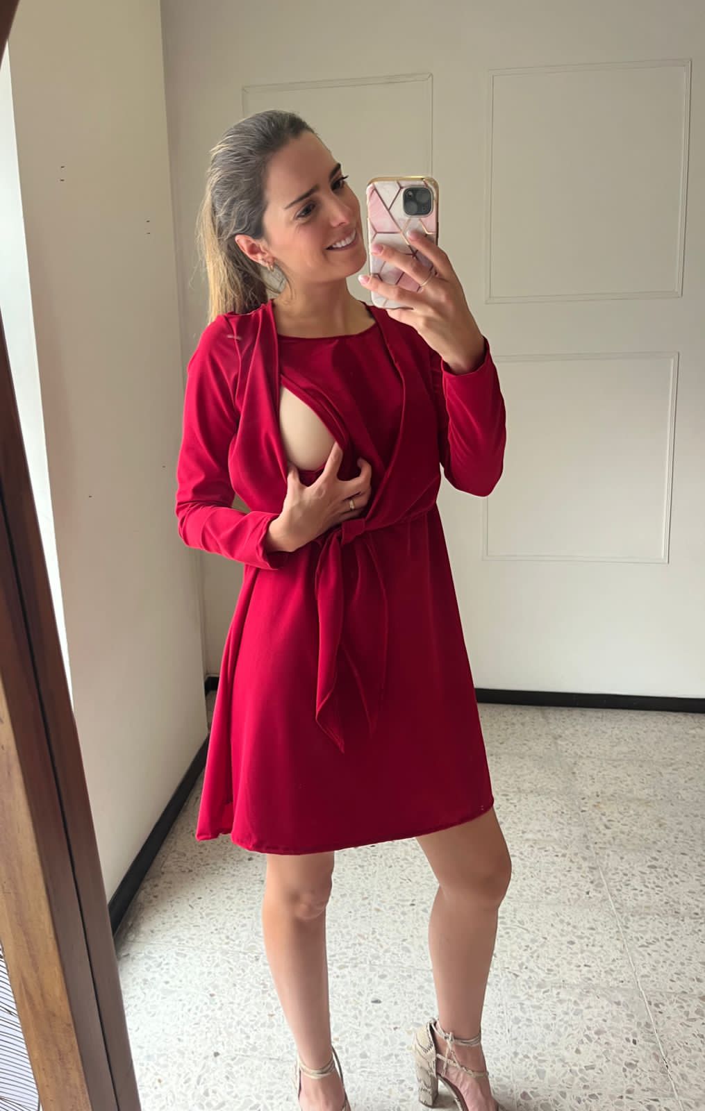 Nursing dress Romina Red – Hello Mom