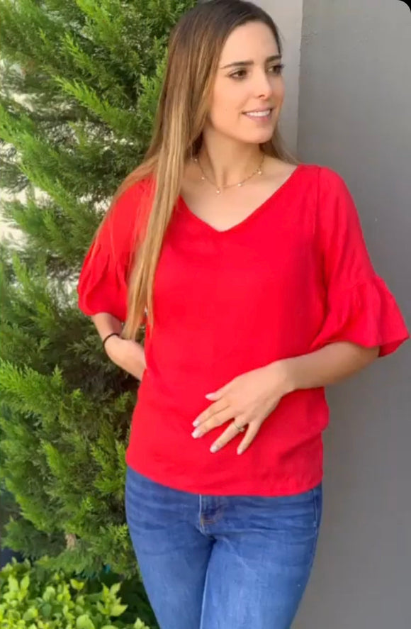 Georgina nursing blouse, red
