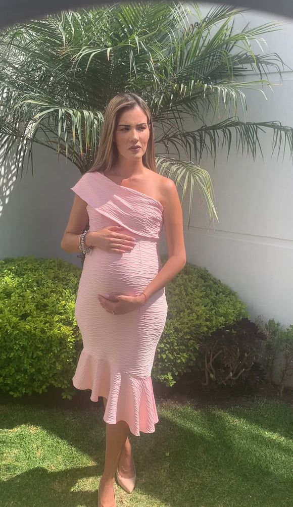 María José maternity dress, textured pink