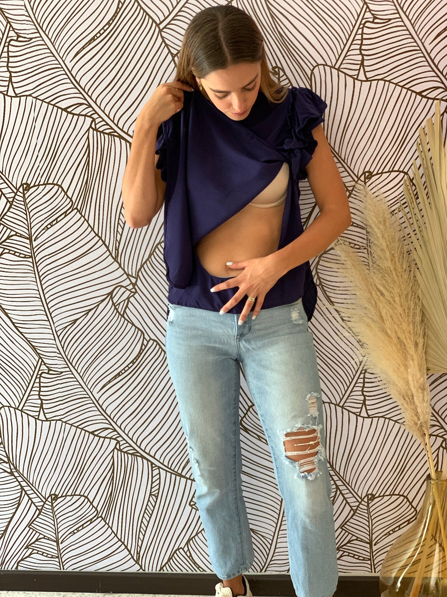 Nursing blouse, ruth blue