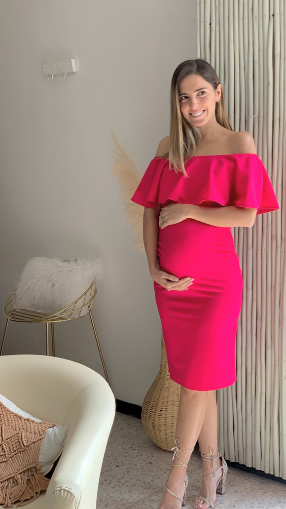 Vestido de maternidad Arantza, rosa Barbie