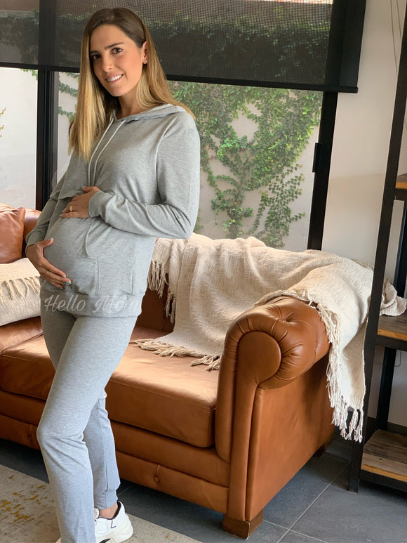 Gray maternity and nursing pants