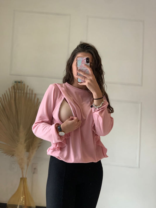 Suéter maternidad y lactancia, Olanes rosa