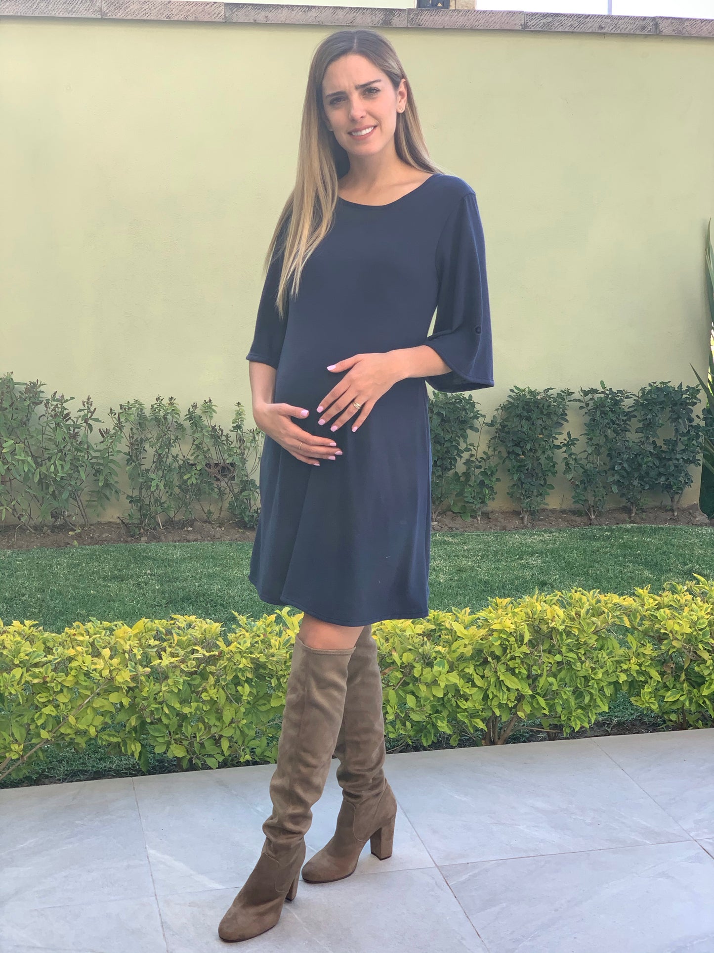 Winter maternity dress, blue SM