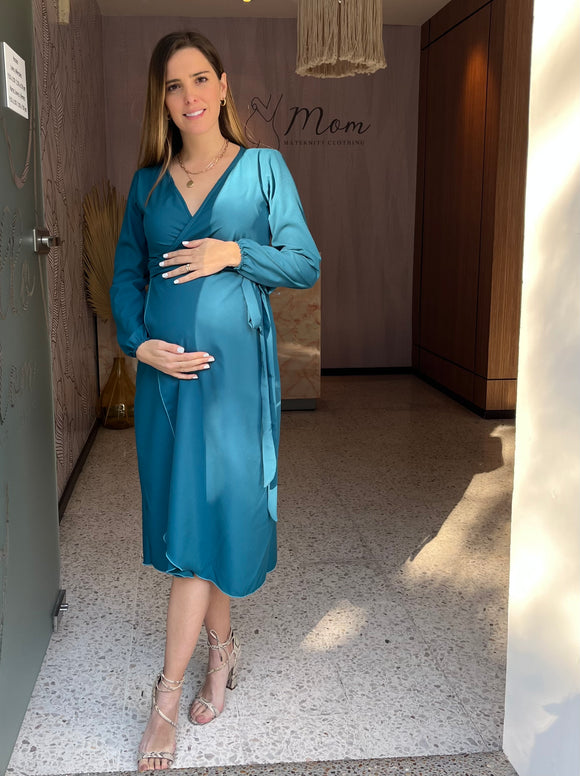 Maternity dress, Ursula Blue/green