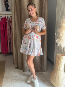 Nursing dress, Hanna pastel flowers