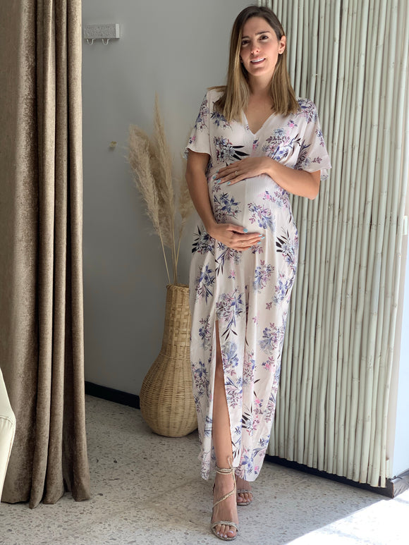 Maternity dress, Love ivory flowers