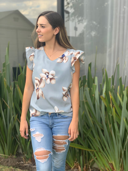 Blusa de lactancia, Andy gris flores