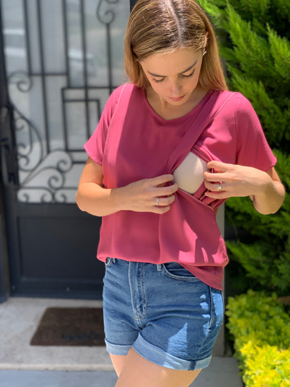 Nursing top Esme, burnt pink