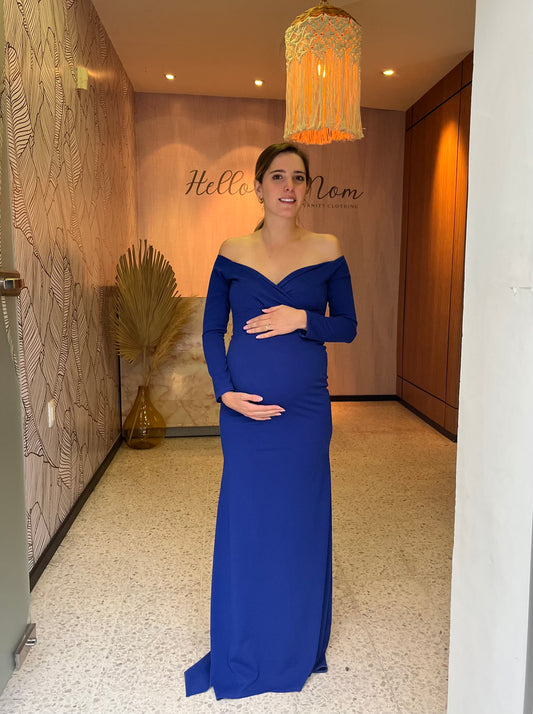Imperial blue maternity session dress, Ritta