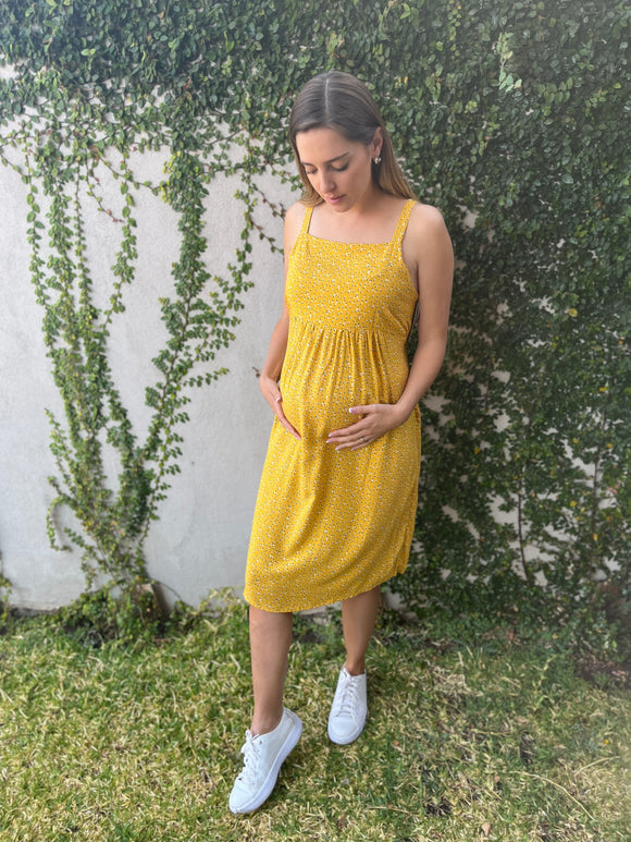 Vestido de maternidad amarillo flores LM