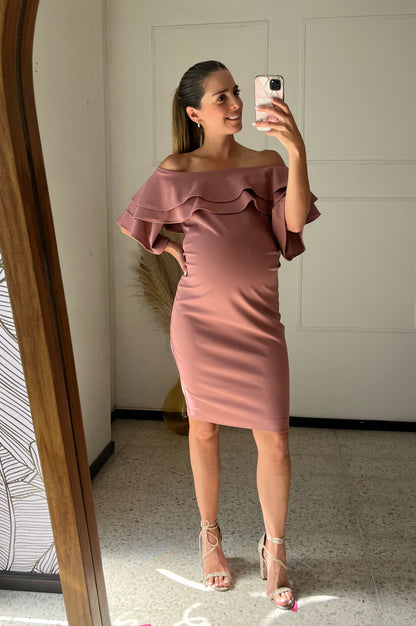 Maternity dress, Alejandra burnt pink