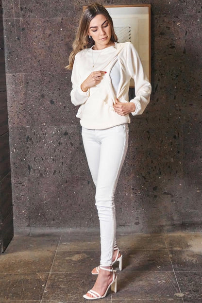Suéter/blusa lactancia olanes ivory