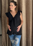 Black Brescia maternity and nursing blouse
