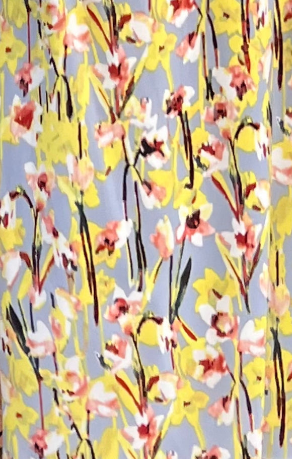gray fabric with yellow flowers