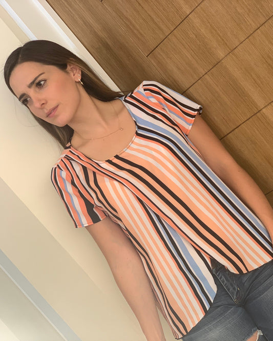 Blusa de Lactancia Diana, rayas colores