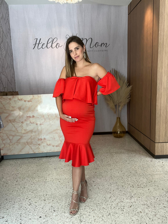 Maternity dress, loredana red