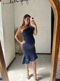 Maternity dress, Maria Jose navy blue diagonally