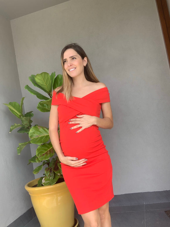 Vestido de maternidad, rojo viridiana