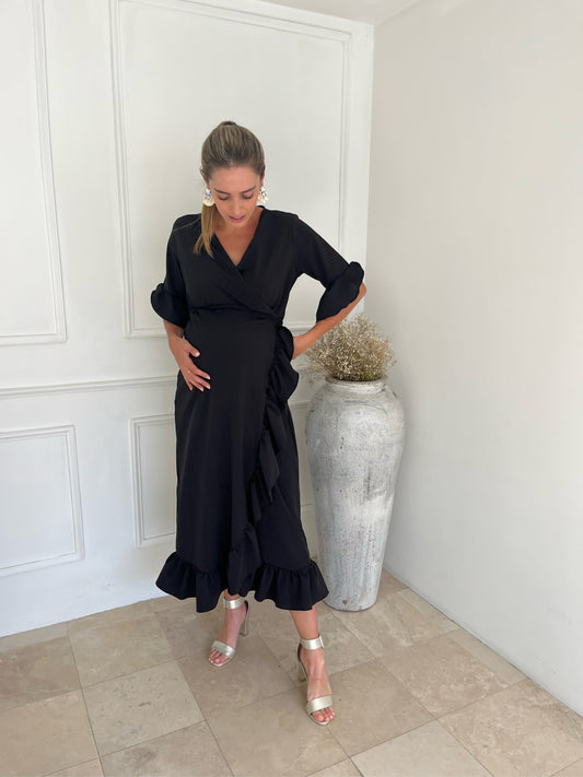 Vestido de maternidad, Ursula con olanes negro