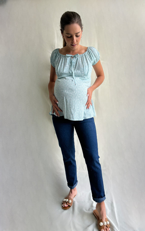 Maternity blouse with green flowers LM