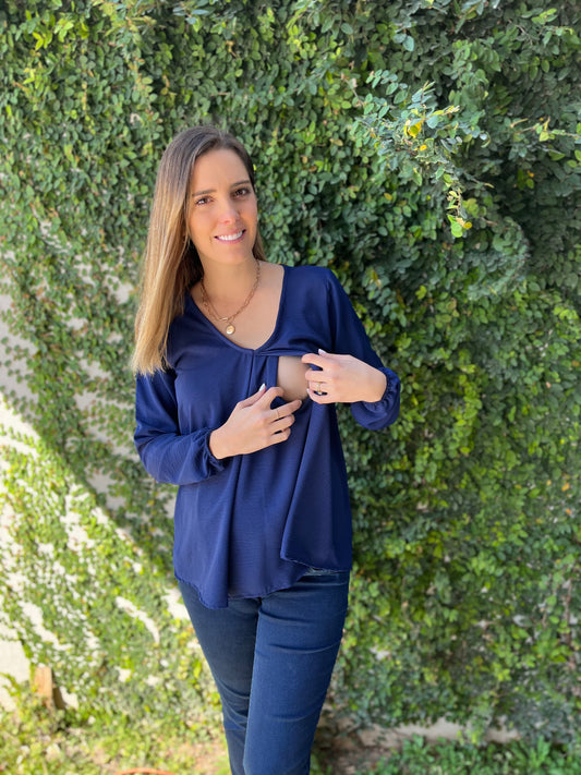 Blusa de lactancia/maternidad, Bertha azul