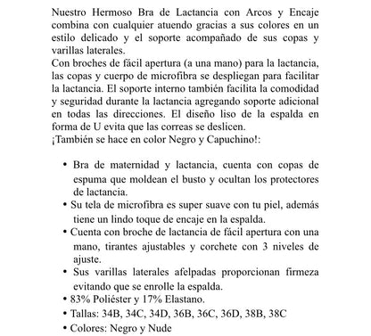 Brassier lactancia encaje , color negro